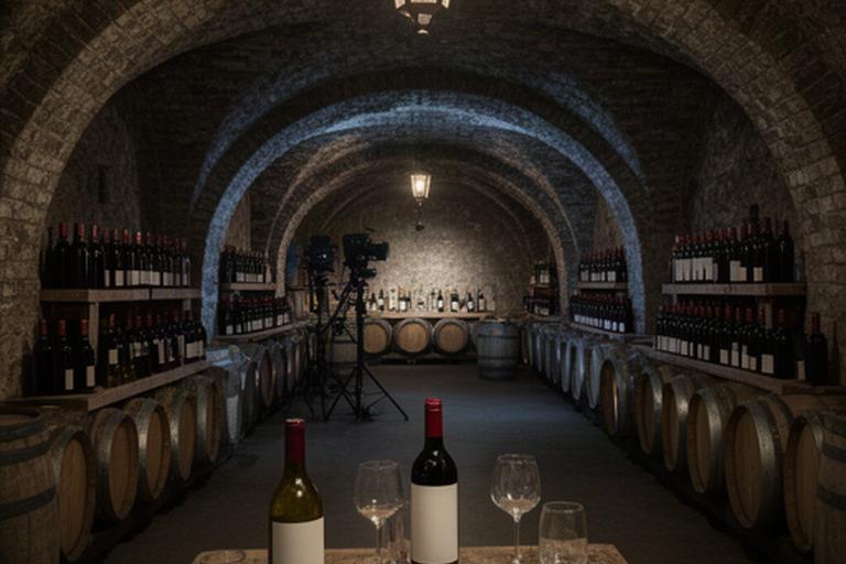 Bodega subterránea acondicionada para una cata y una dinámica de grupo televisada