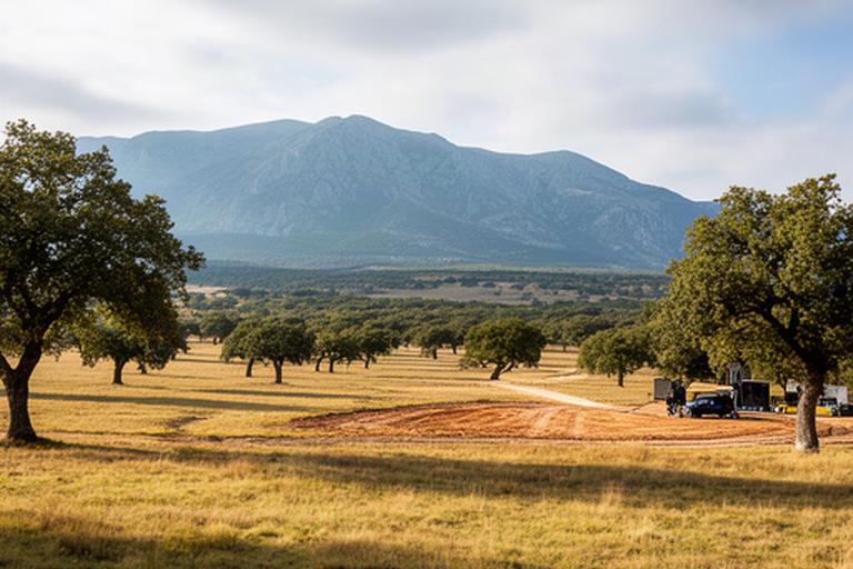 Dehesa abierta junto a la Sierra de Guadarrama para un rodaje de reality